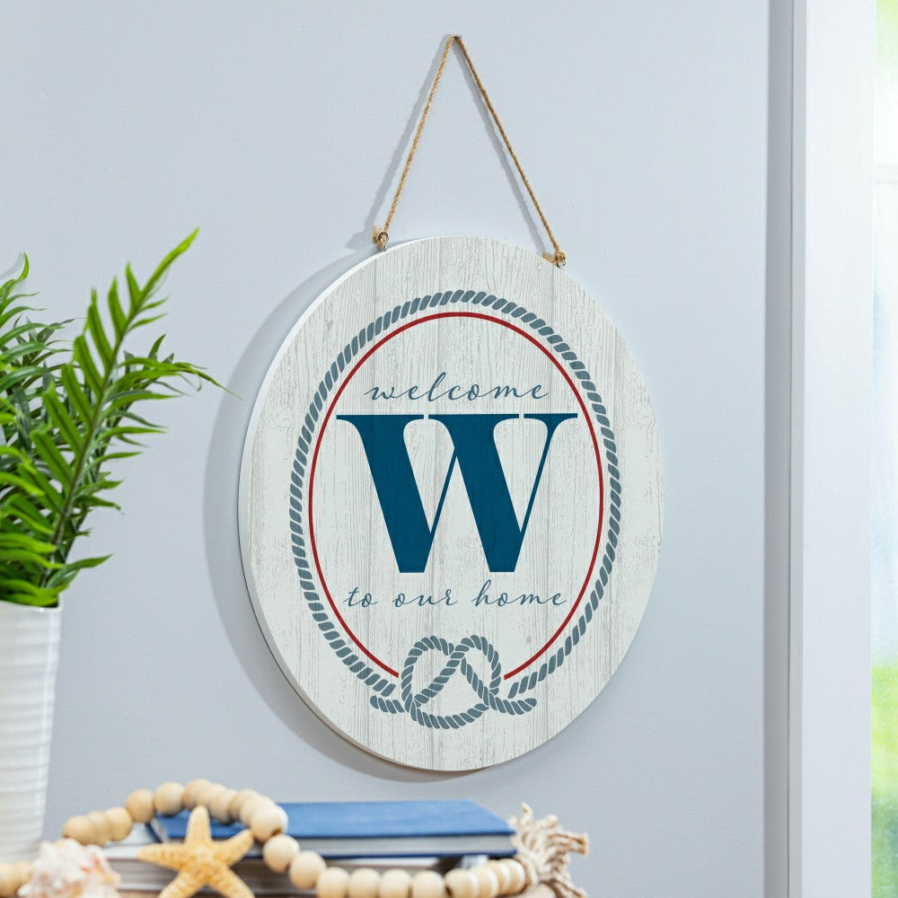 Plow & Hearth Coastal Door Décor Monogram White 18" W