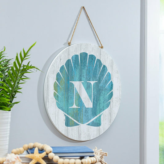 Plow & Hearth Coastal Door Décor Shell Monogram 18" N