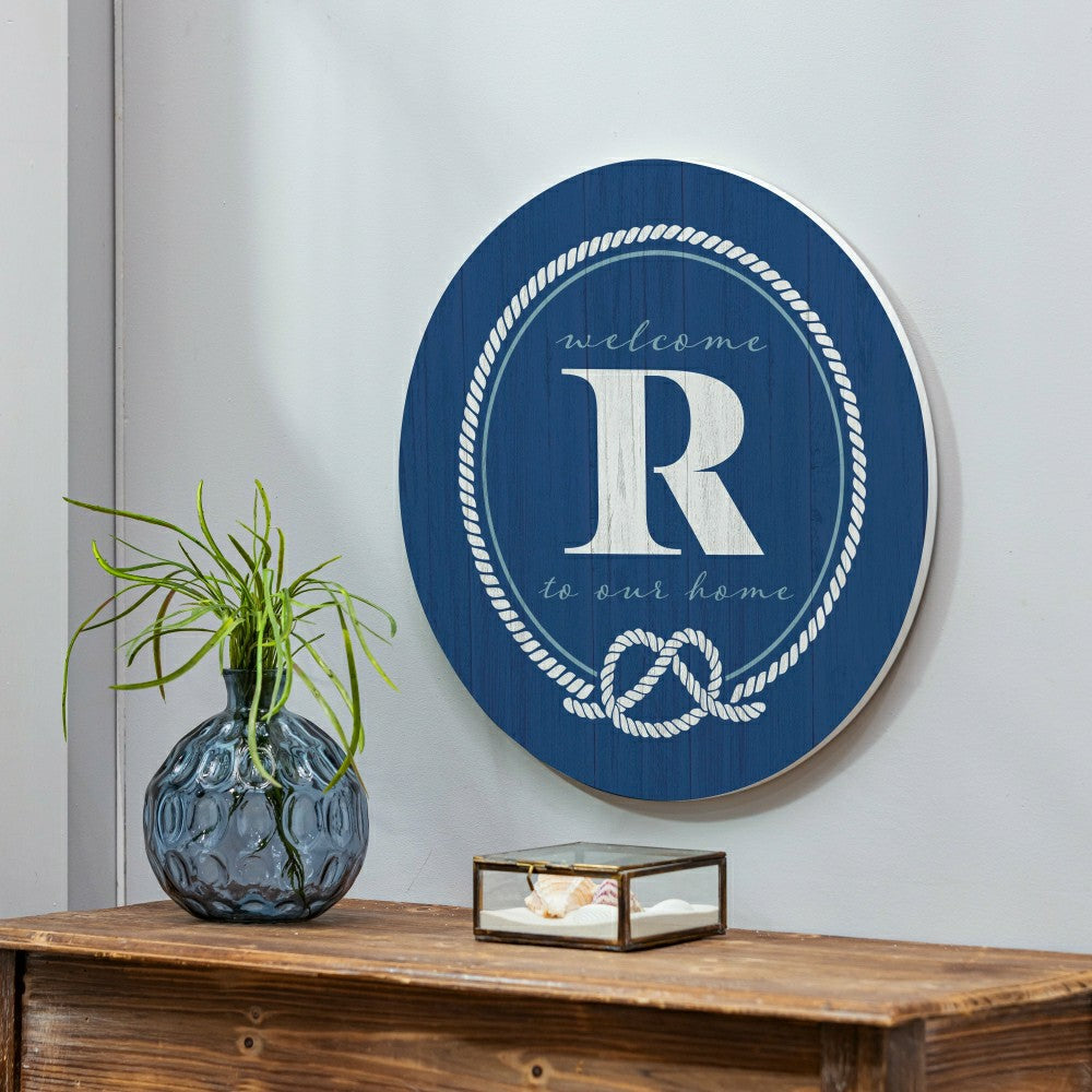 Plow & Hearth Coastal Door Décor Monogram Blue 18" R