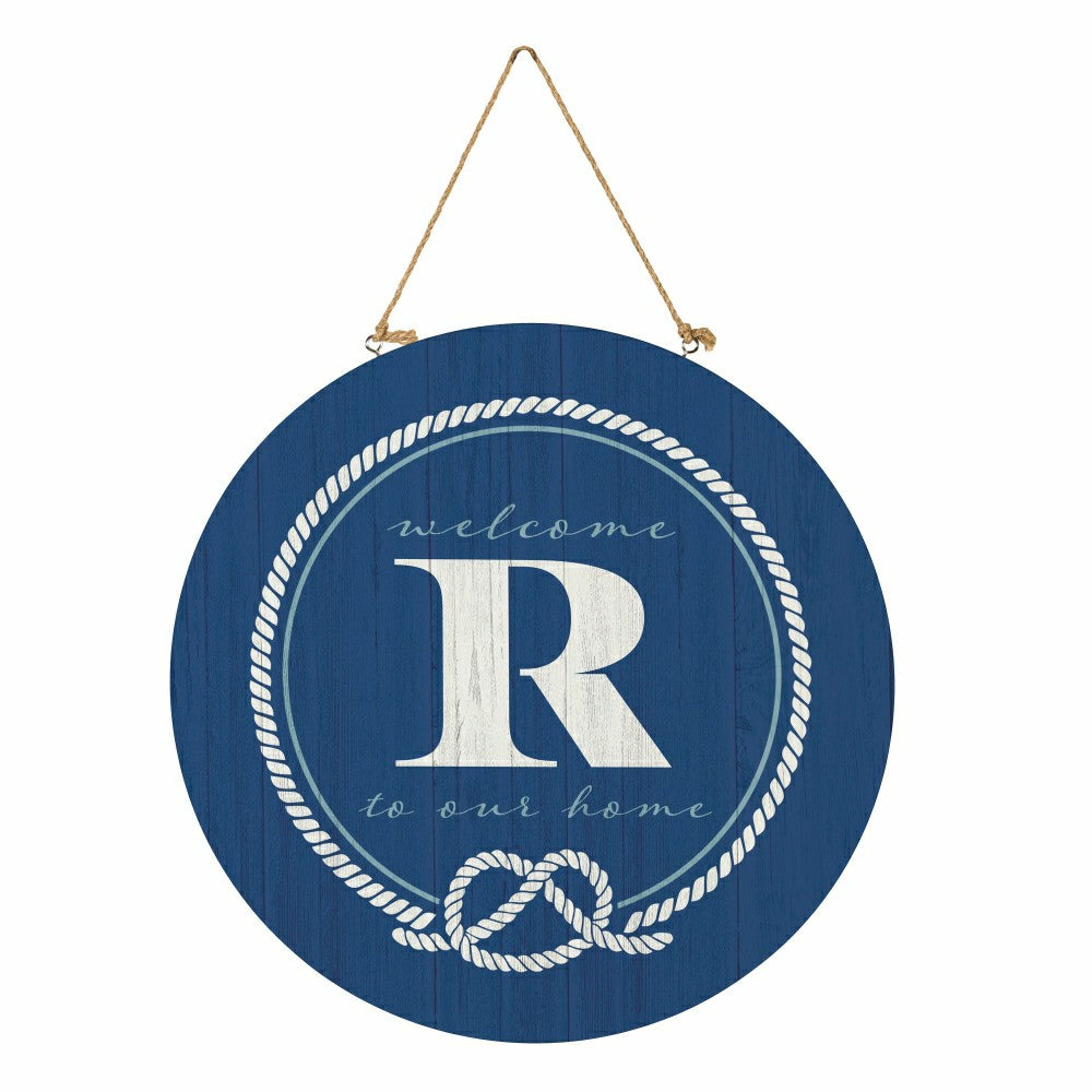 Plow & Hearth Coastal Door Décor Monogram Blue 18" R
