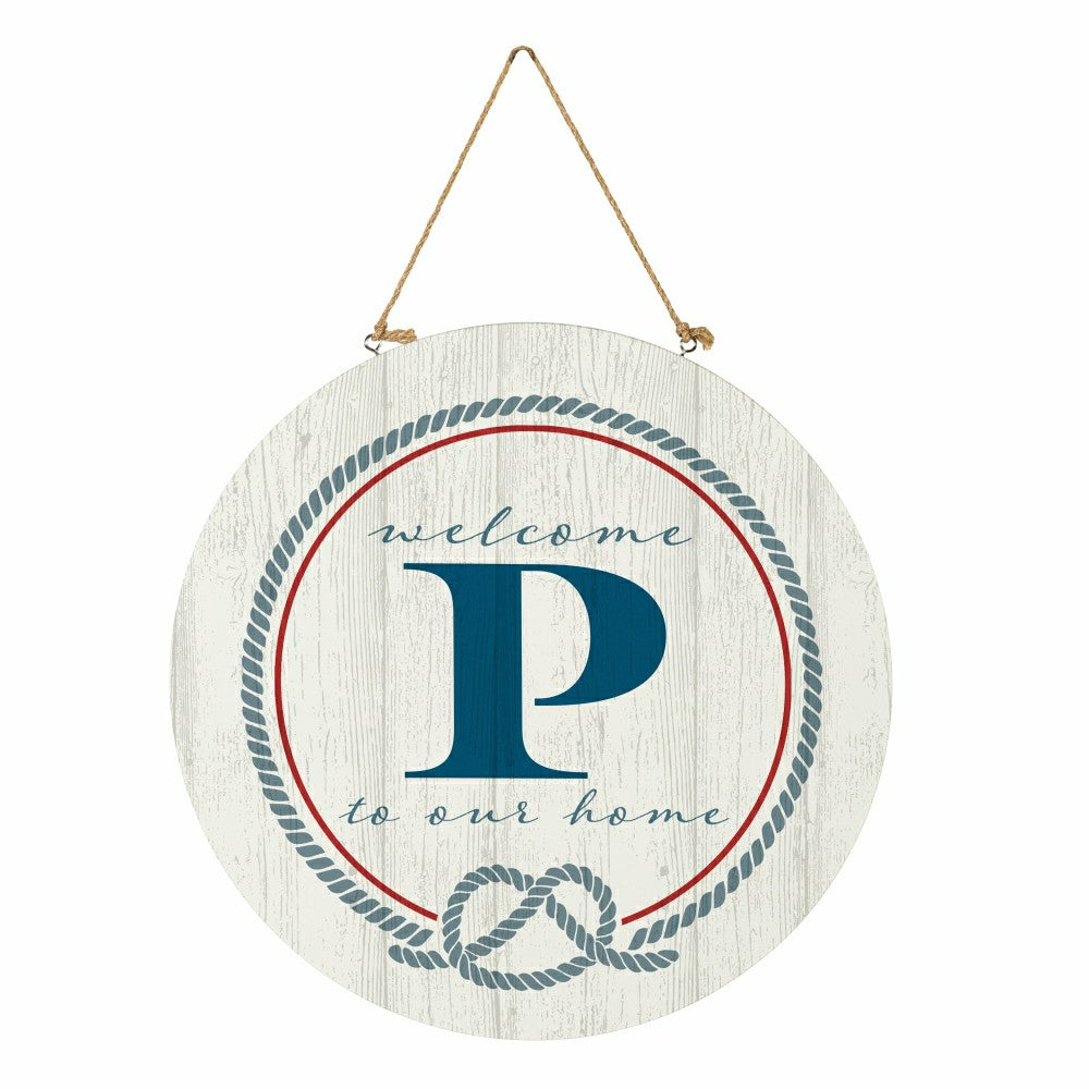 Plow & Hearth Coastal Door Décor Monogram White 18" P
