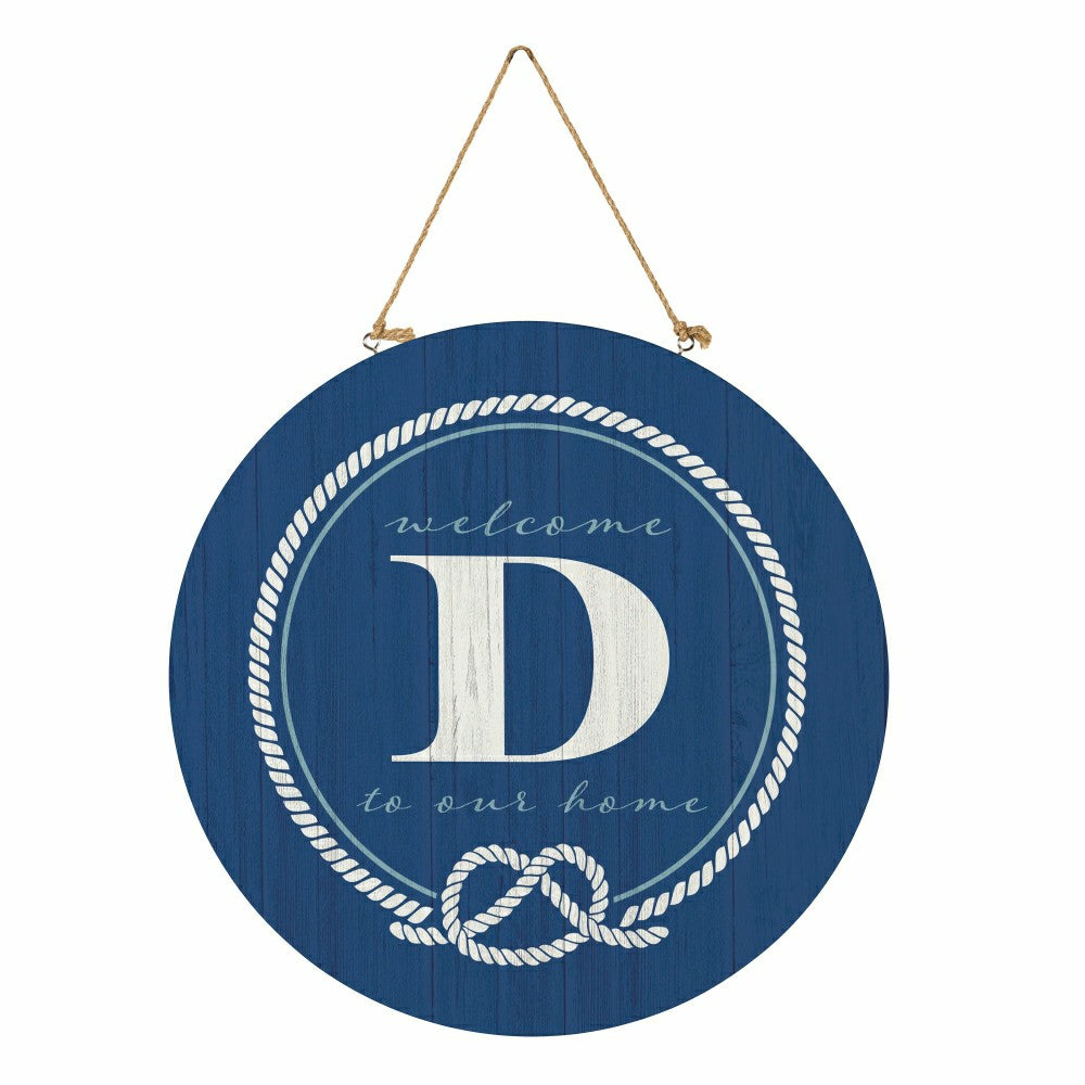 Plow & Hearth Coastal Door Décor Monogram Blue 18" D