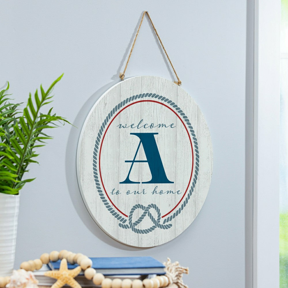 Plow & Hearth Coastal Door Décor Monogram White 18" A