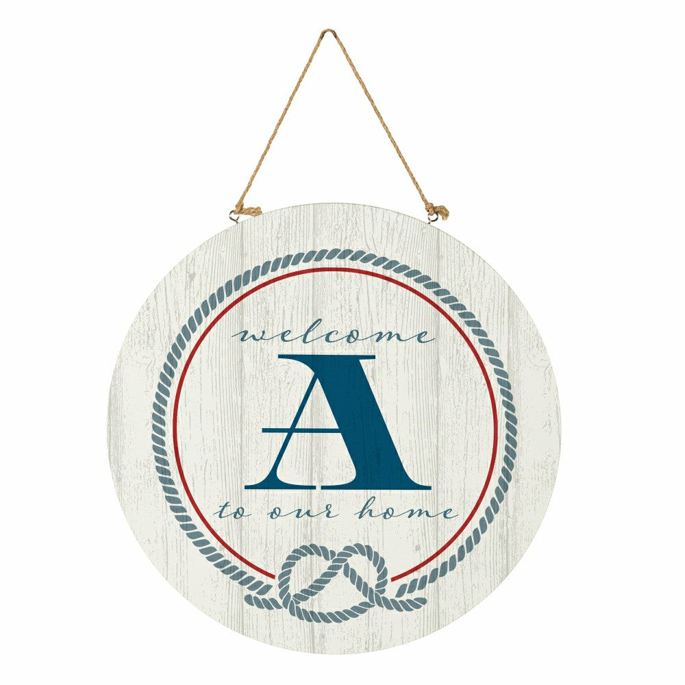 Plow & Hearth Coastal Door Décor Monogram White 18" A