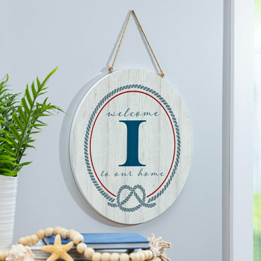 Plow & Hearth Coastal Door Décor Monogram White 18" I