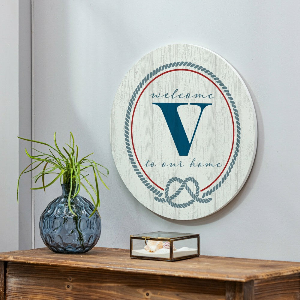 Plow & Hearth Coastal Door Décor Monogram White 18" V