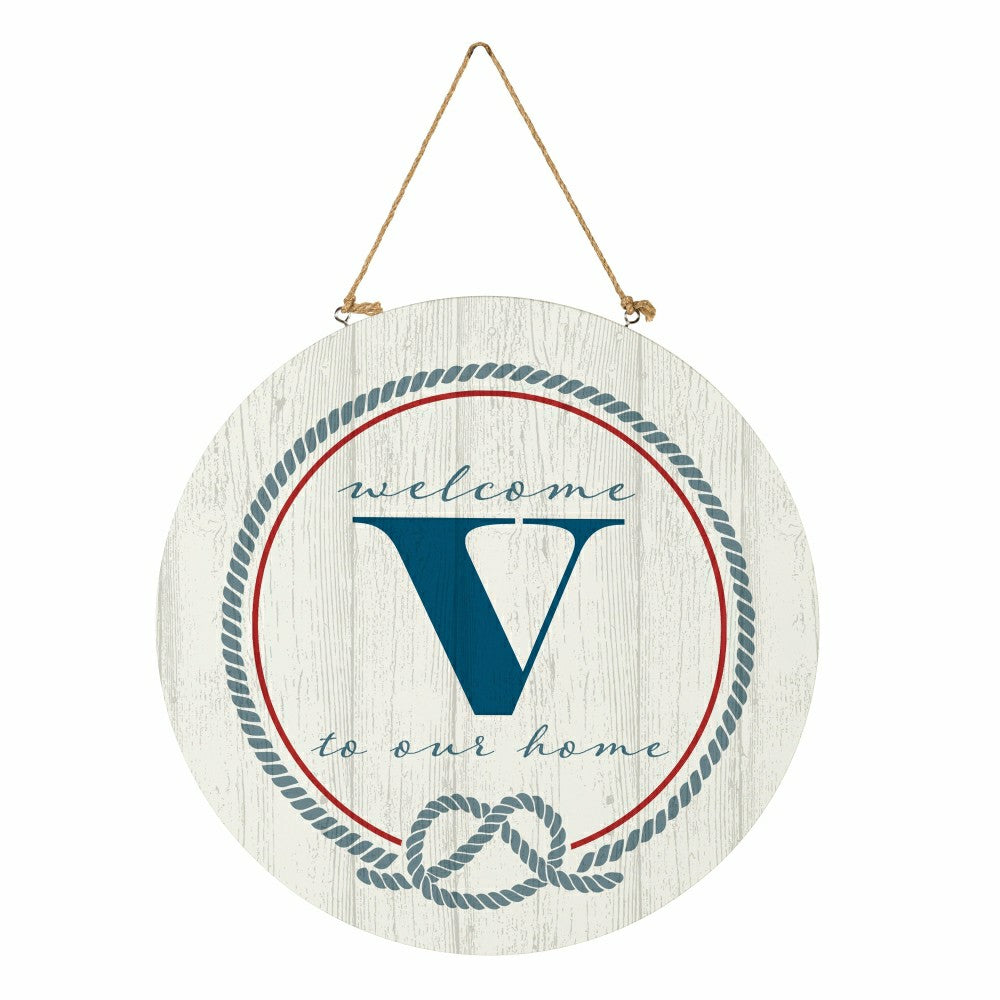 Plow & Hearth Coastal Door Décor Monogram White 18" V