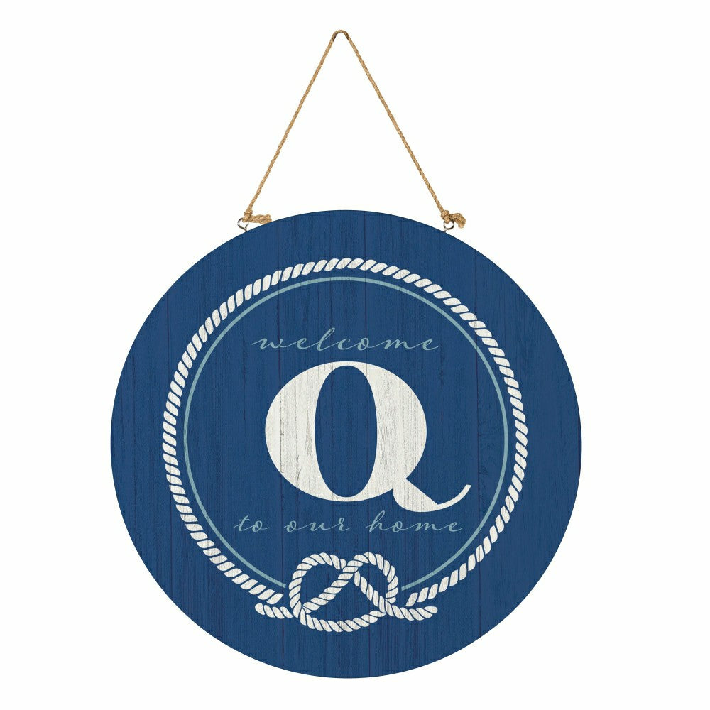 Plow & Hearth Coastal Door Décor Monogram Blue 18" Q