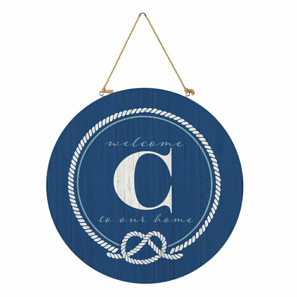 Plow & Hearth Coastal Door Décor Monogram Blue 18" C