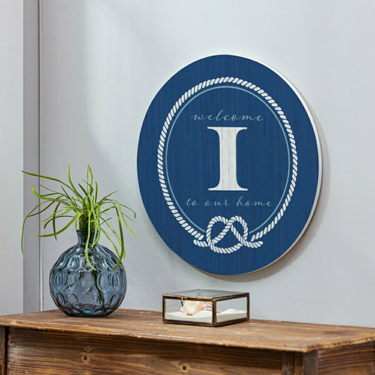 Plow & Hearth Coastal Door Décor Monogram Blue 18" I