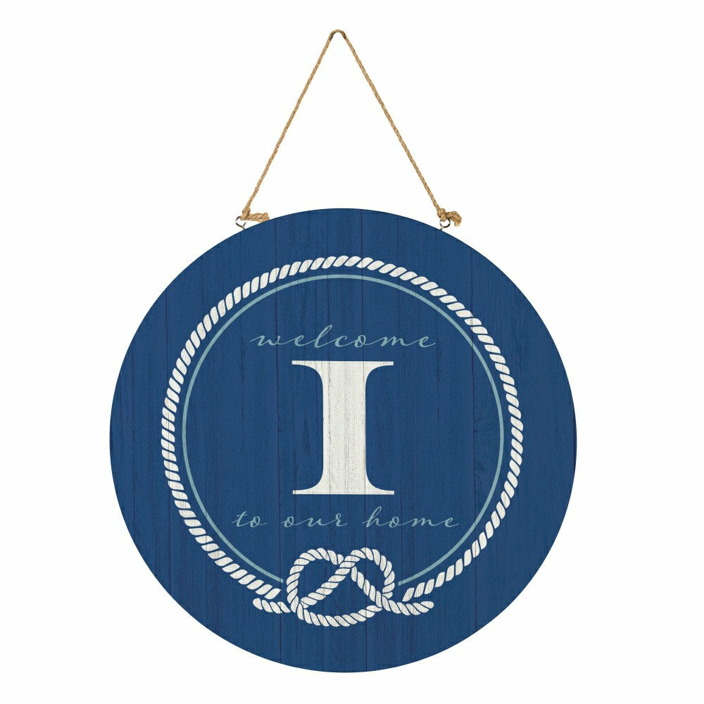 Plow & Hearth Coastal Door Décor Monogram Blue 18" I