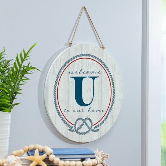 Plow & Hearth Coastal Door Décor Monogram White 18" U
