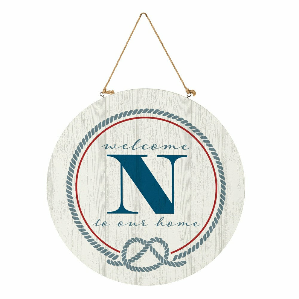 Plow & Hearth Coastal Door Décor Monogram White 18" N