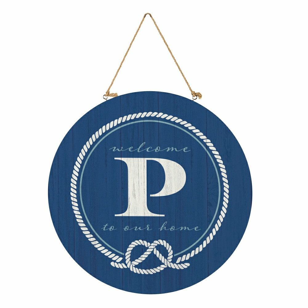Plow & Hearth Coastal Door Décor Monogram Blue 18" P