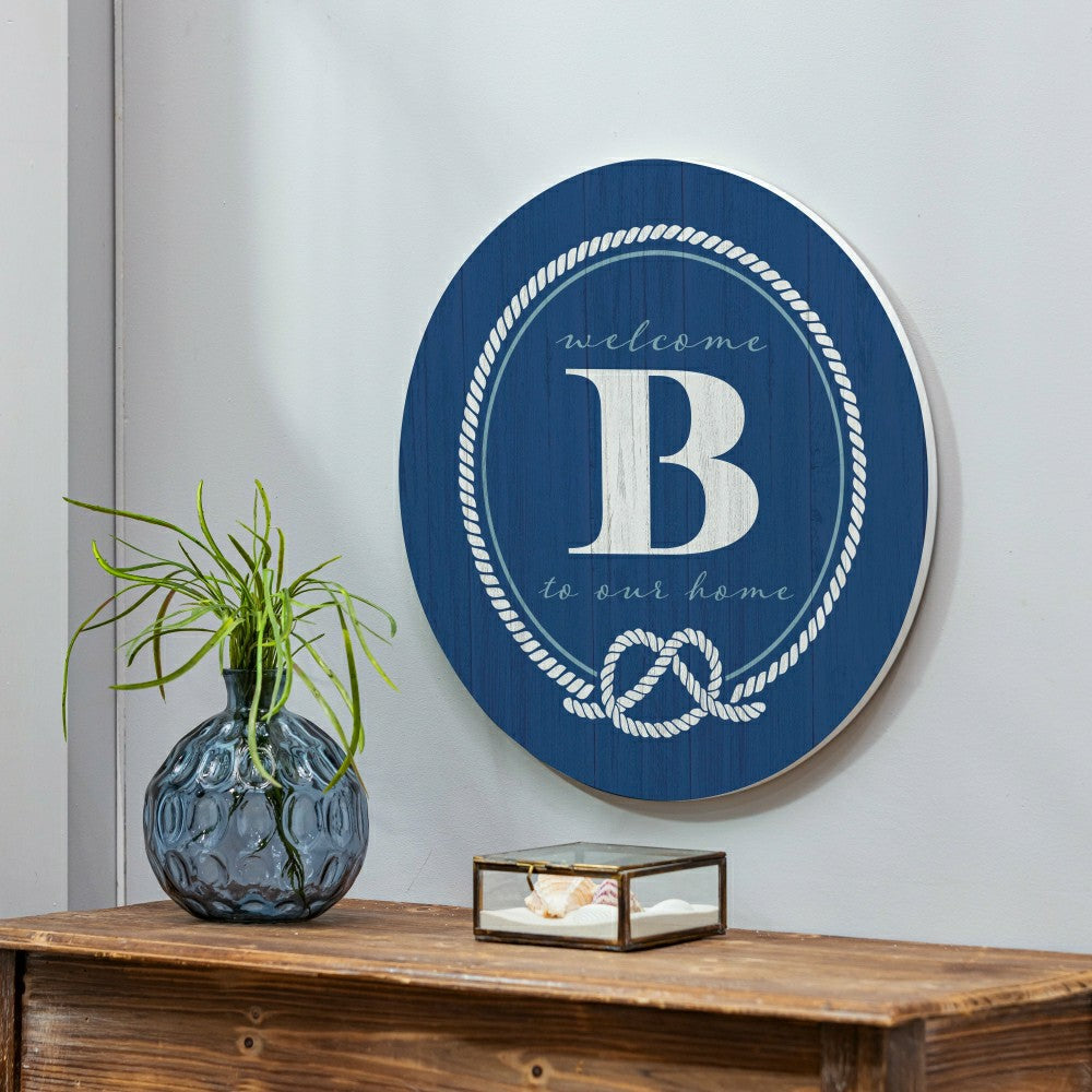Plow & Hearth Coastal Door Décor Monogram Blue 18" B
