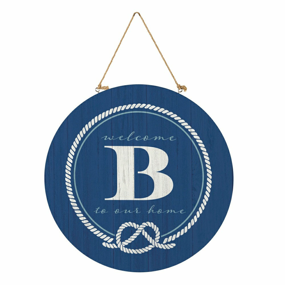 Plow & Hearth Coastal Door Décor Monogram Blue 18" B