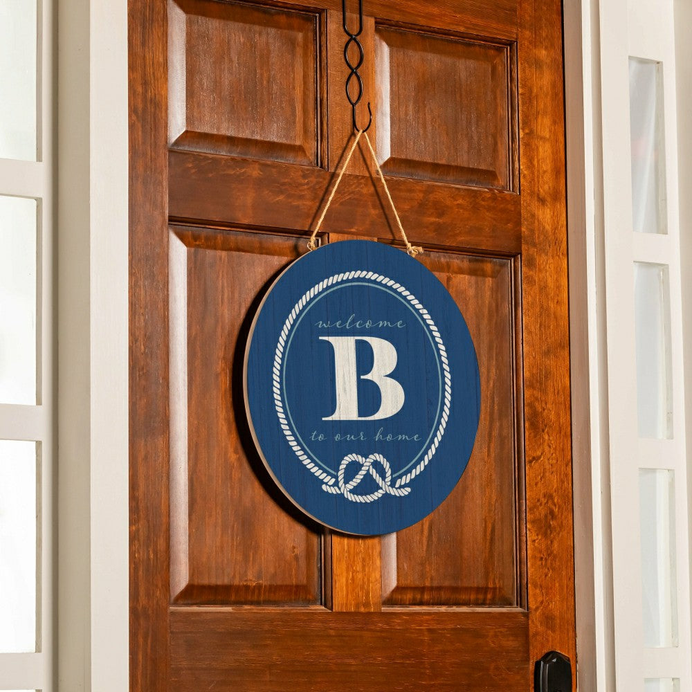 Plow & Hearth Coastal Door Décor Monogram Blue 18" B