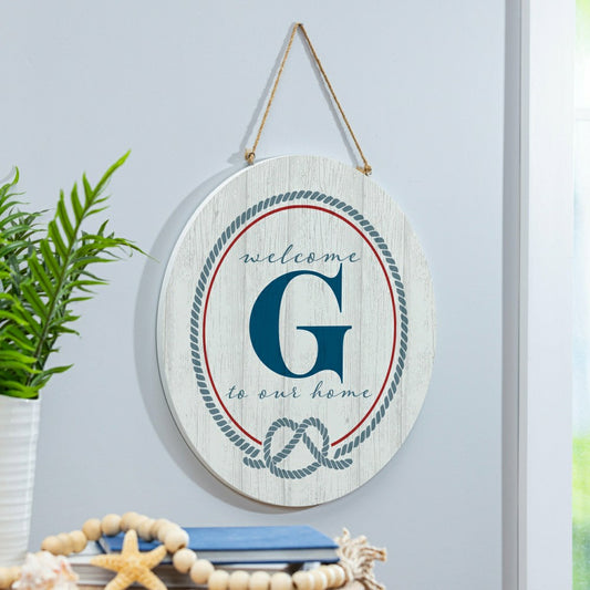 Plow & Hearth Coastal Door Décor Monogram White 18" G