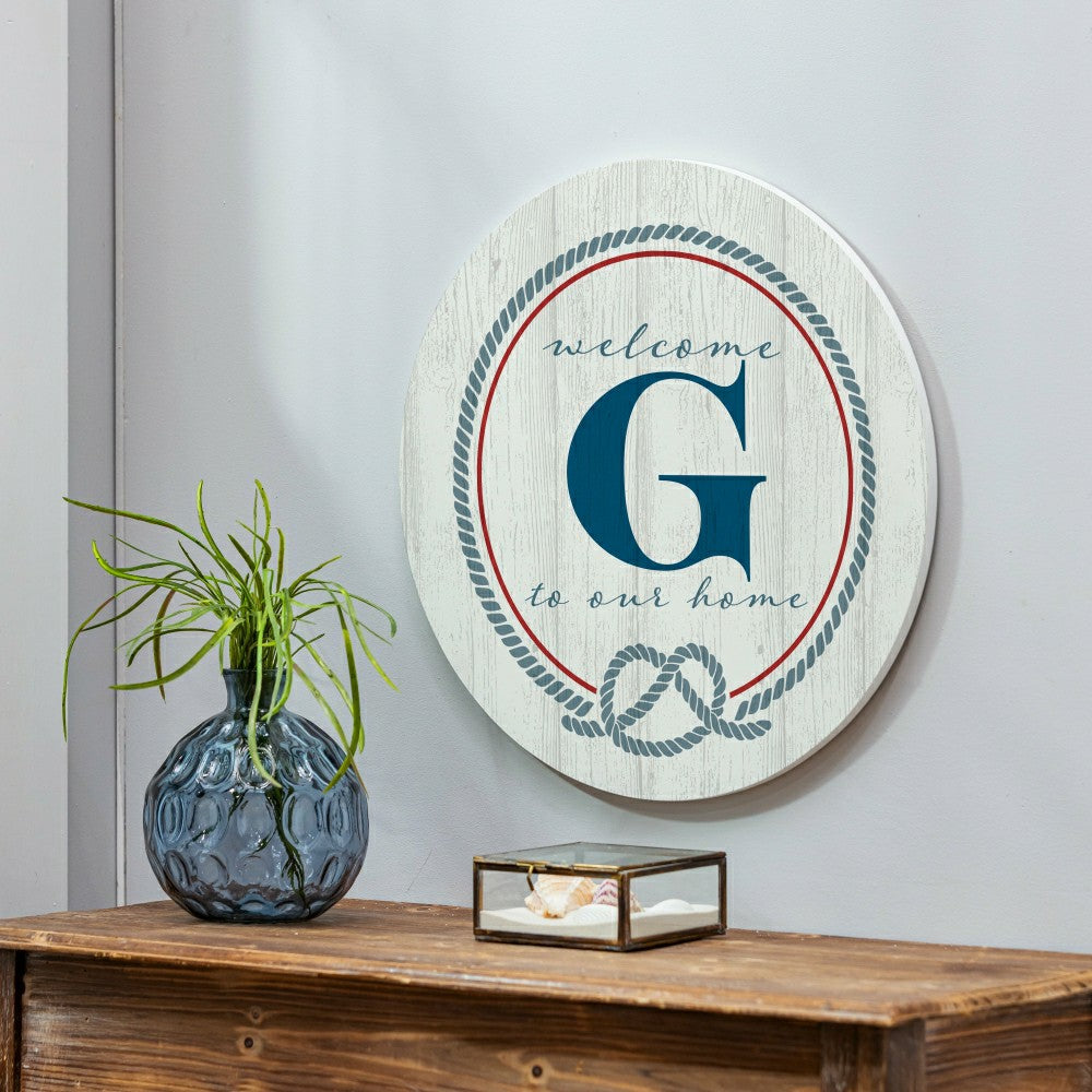 Plow & Hearth Coastal Door Décor Monogram White 18" G