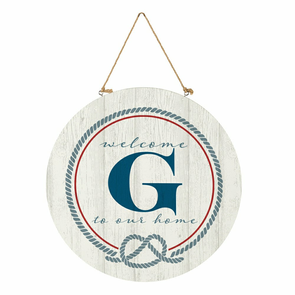 Plow & Hearth Coastal Door Décor Monogram White 18" G