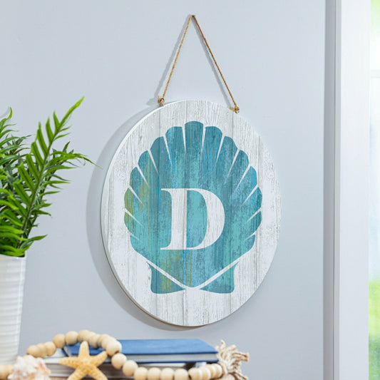 Plow & Hearth Coastal Door Décor Shell Monogram 18" D