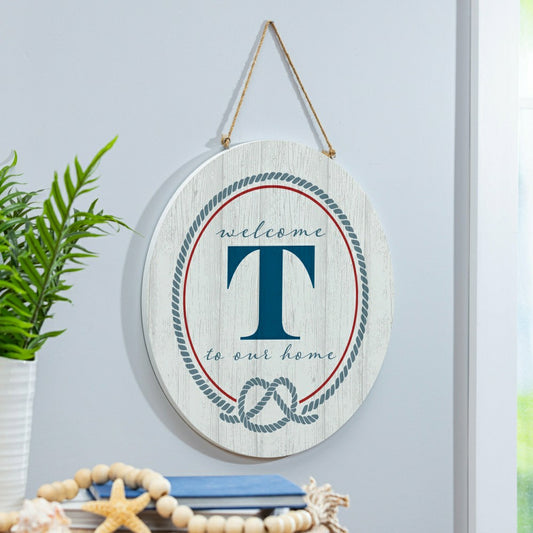 Plow & Hearth Coastal Door Décor Monogram White 18" T