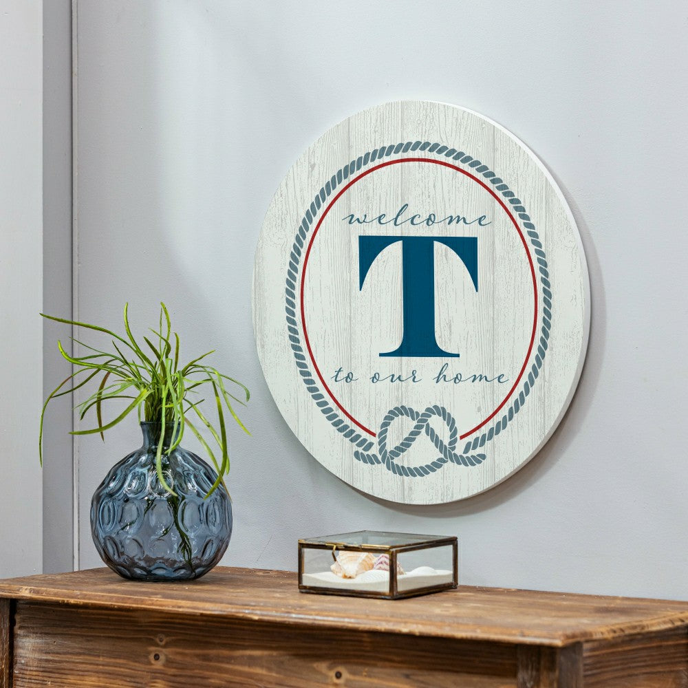 Plow & Hearth Coastal Door Décor Monogram White 18" T