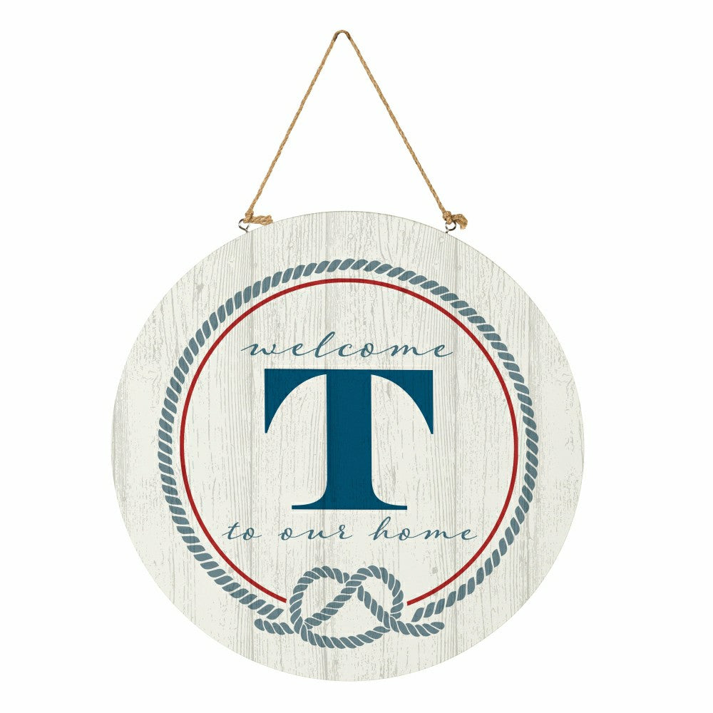 Plow & Hearth Coastal Door Décor Monogram White 18" T