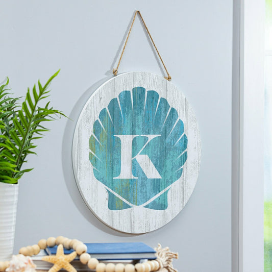 Plow & Hearth Coastal Door Décor Shell Monogram 18" K