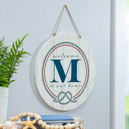 Plow & Hearth Coastal Door Décor Monogram White 18" M