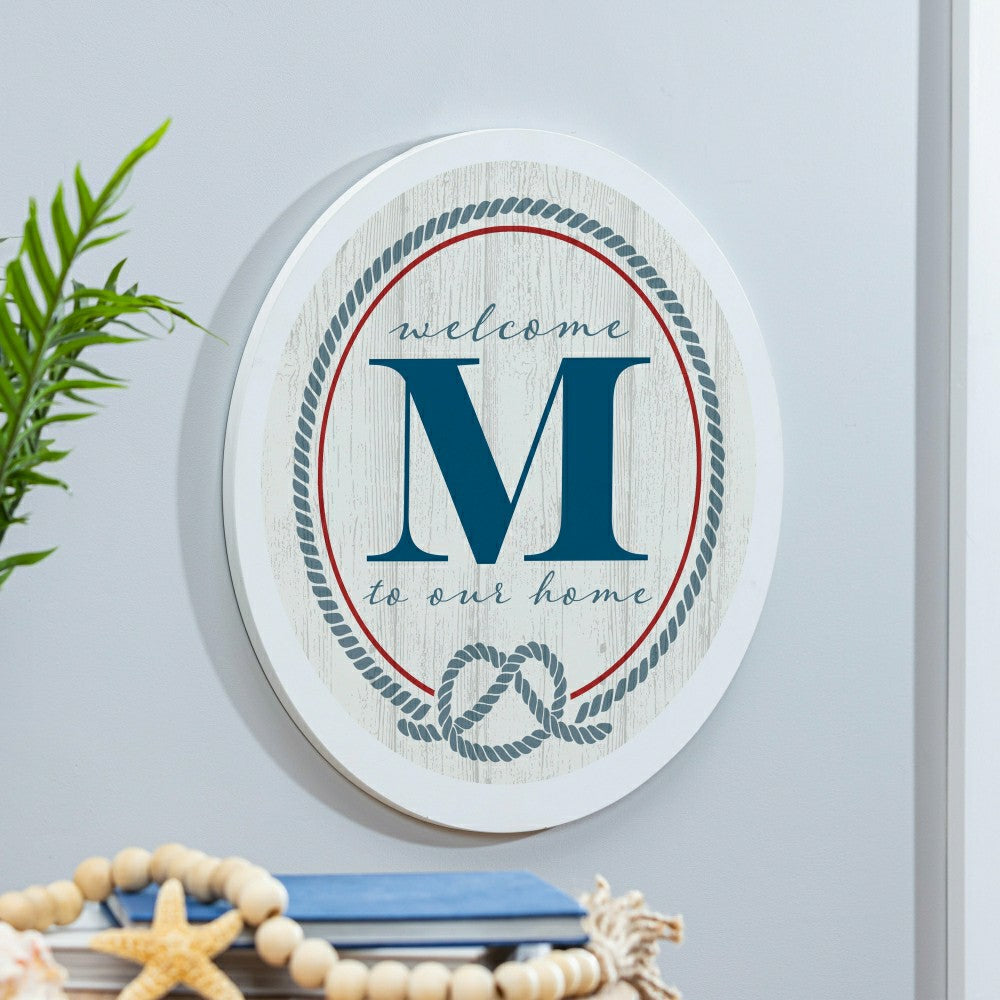 Plow & Hearth Coastal Door Décor Monogram White 18" M