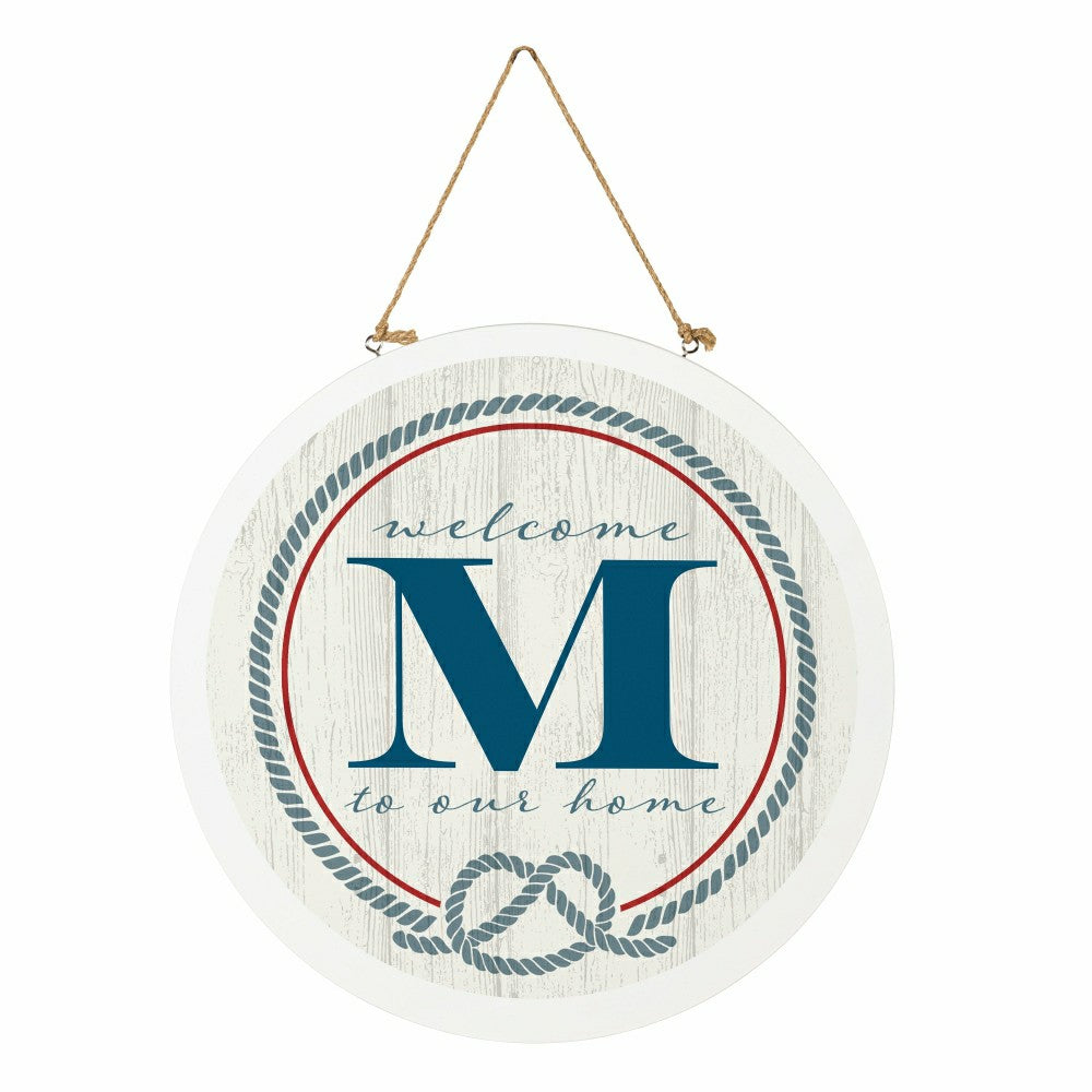 Plow & Hearth Coastal Door Décor Monogram White 18" M