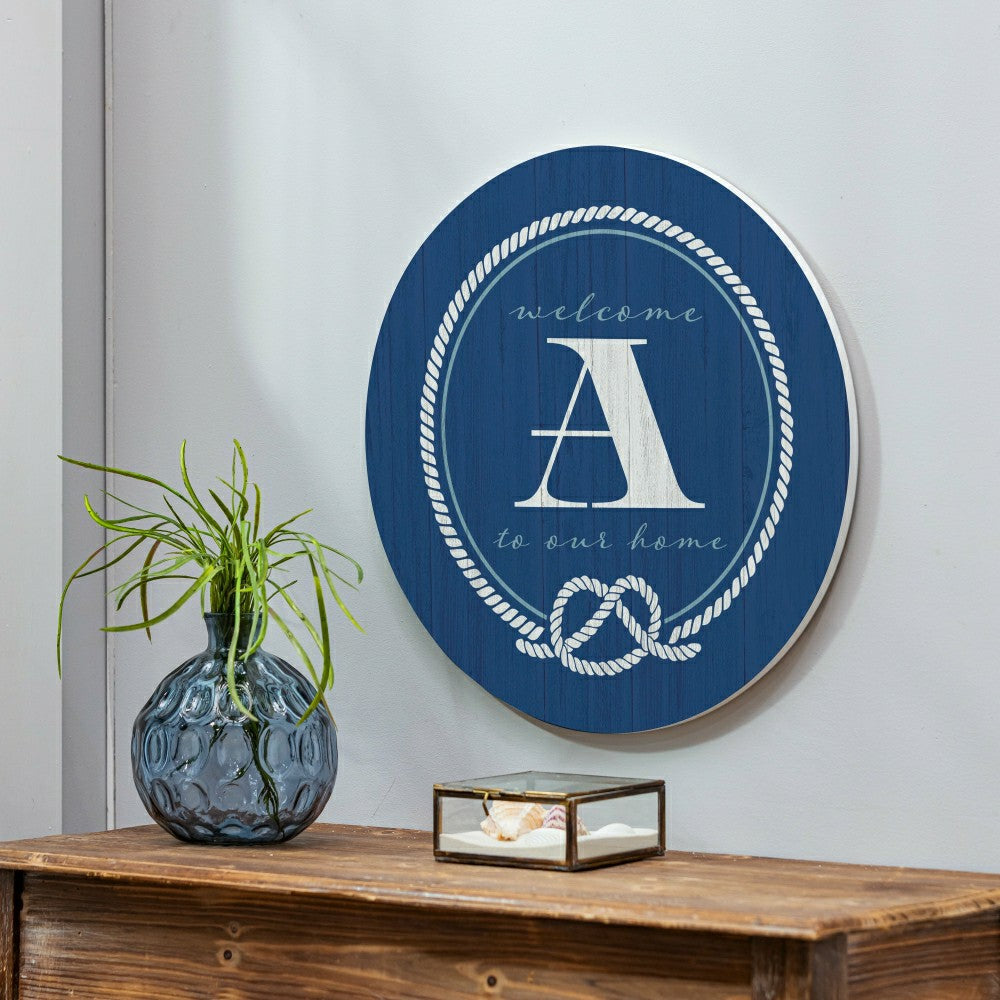 Plow & Hearth Coastal Door Décor Monogram Blue 18" A