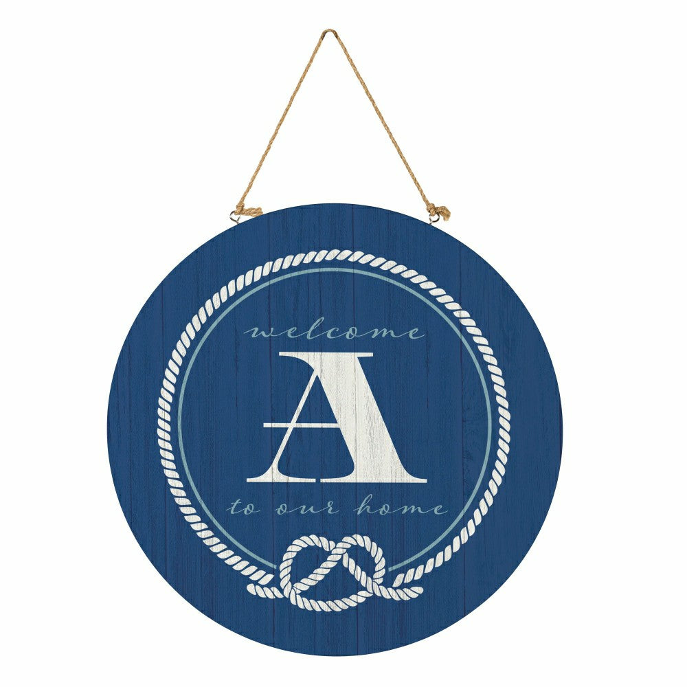 Plow & Hearth Coastal Door Décor Monogram Blue 18" A