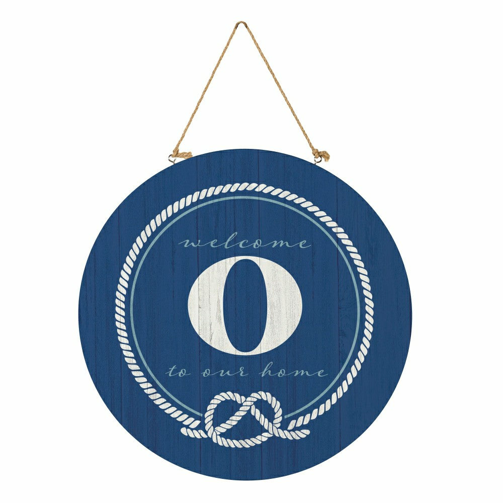 Plow & Hearth Coastal Door Décor Monogram Blue 18" O