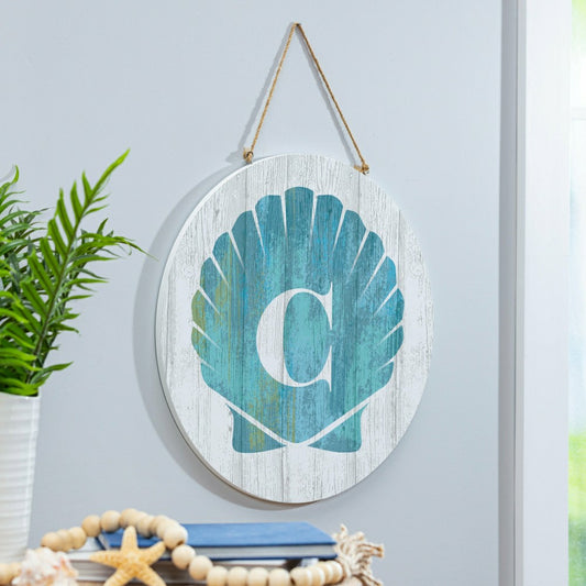 Plow & Hearth Coastal Door Décor Shell Monogram 18" C