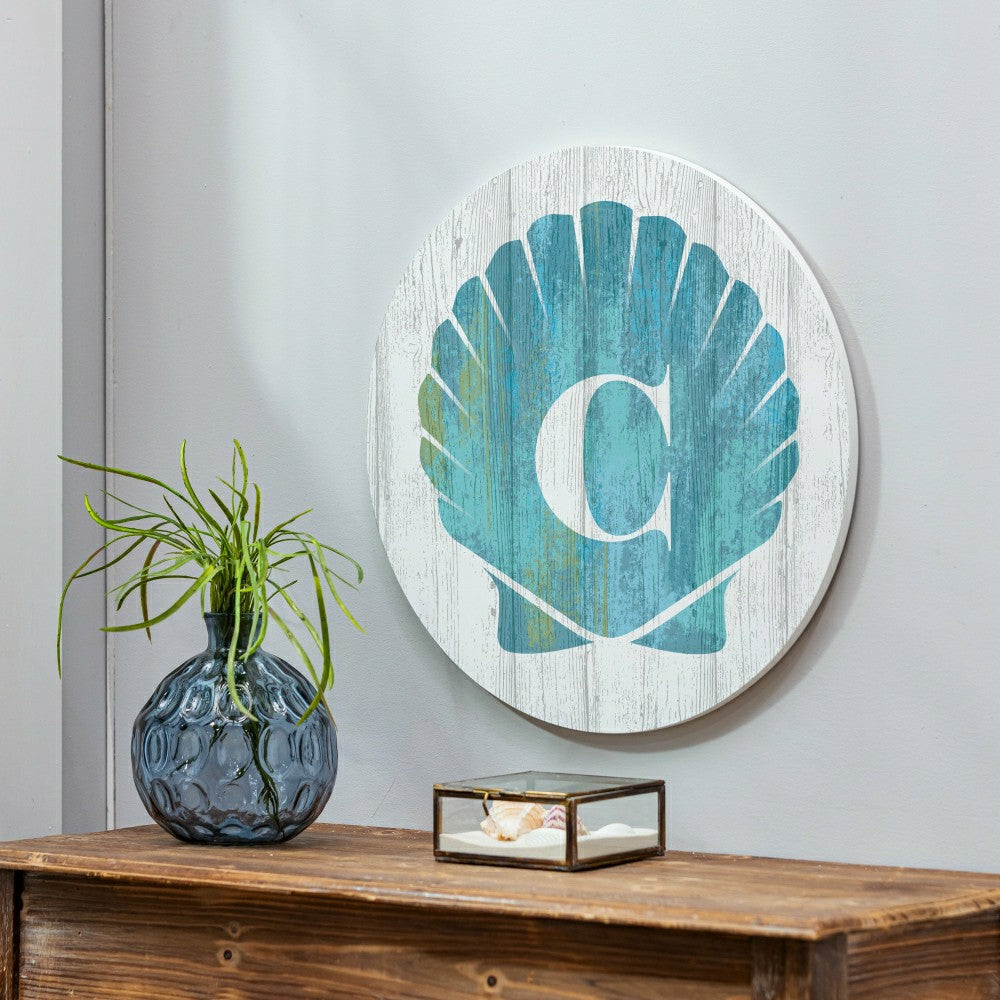 Plow & Hearth Coastal Door Décor Shell Monogram 18" C