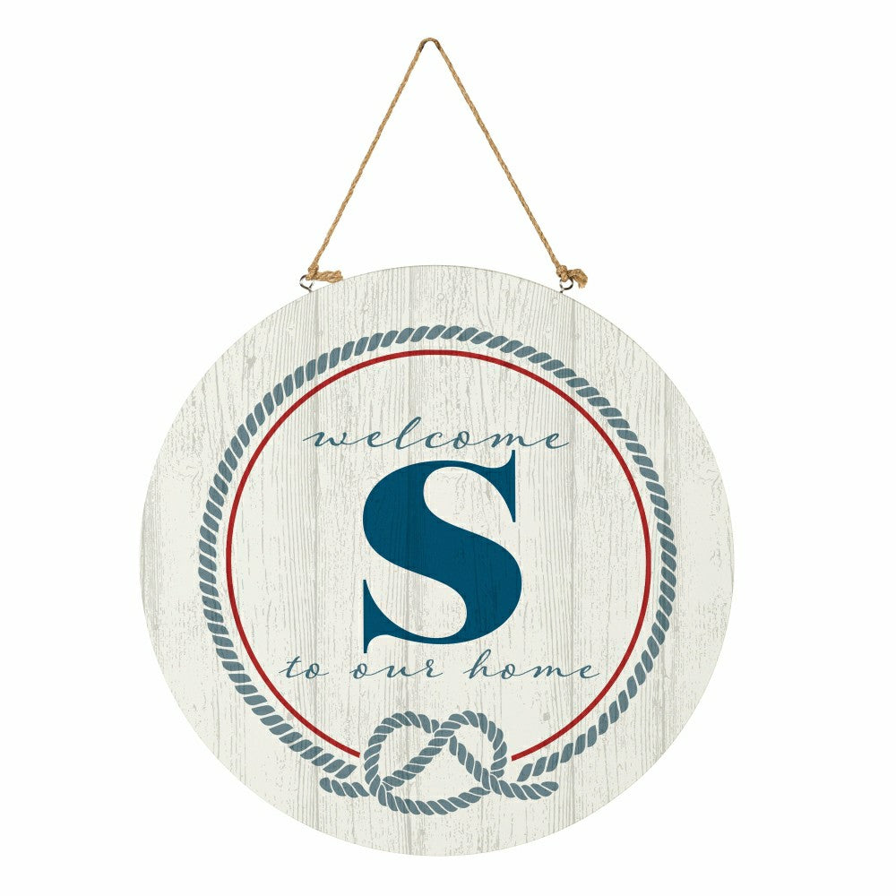Plow & Hearth Coastal Door Décor Monogram White 18" S