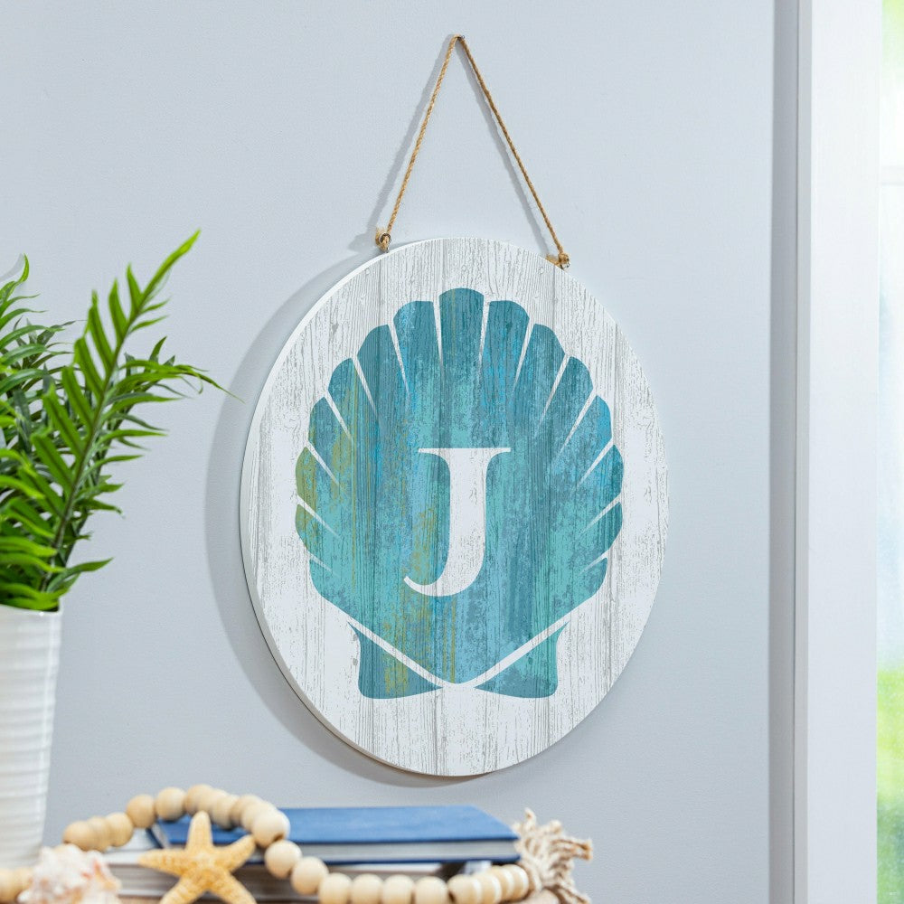 Plow & Hearth Coastal Door Décor Shell Monogram 18" J
