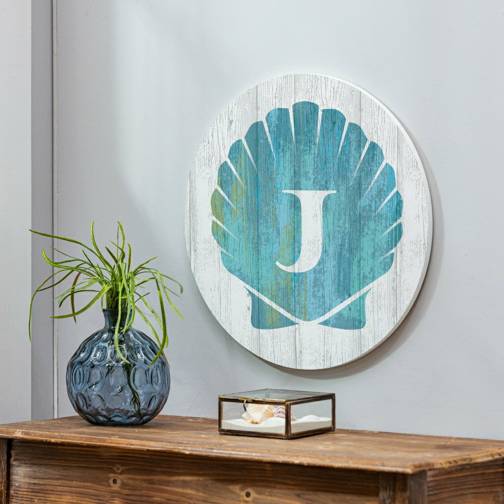 Plow & Hearth Coastal Door Décor Shell Monogram 18" J