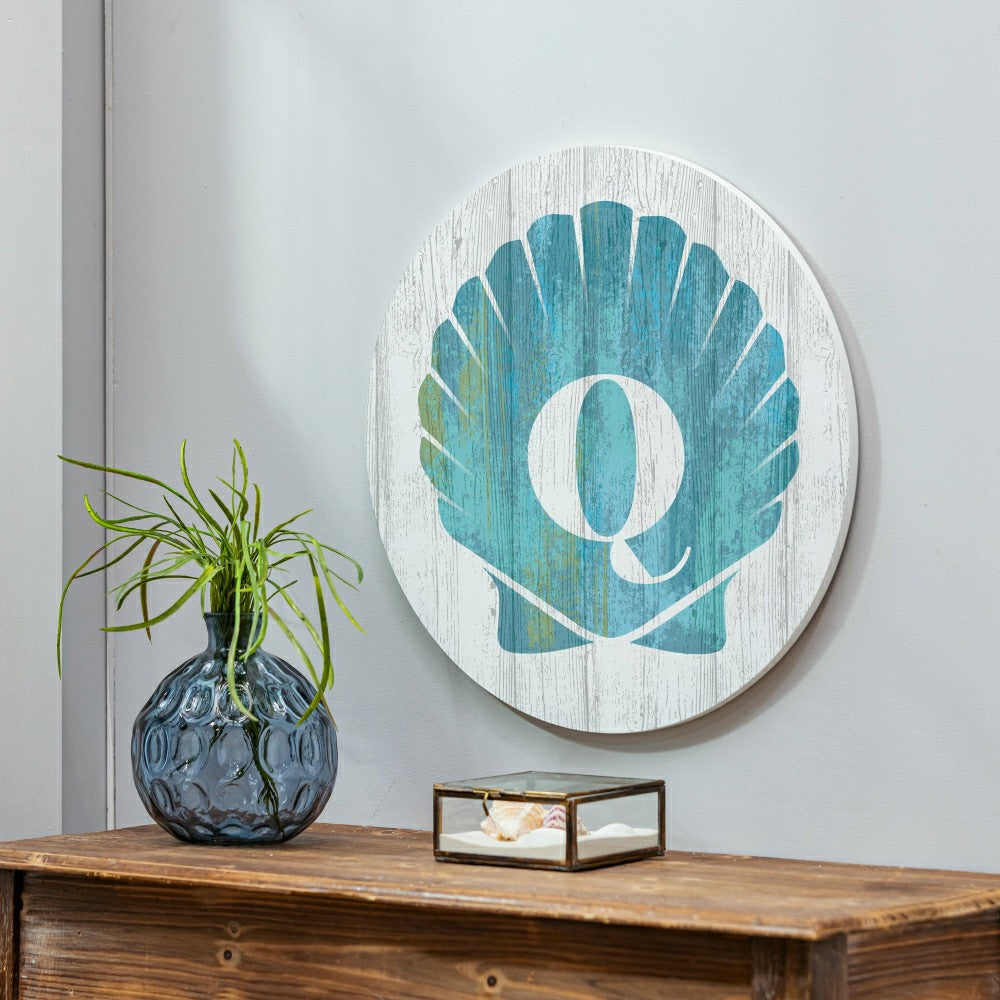 Plow & Hearth Coastal Door Décor Shell Monogram 18" Q