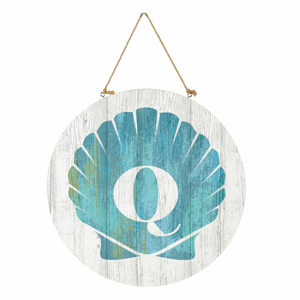 Plow & Hearth Coastal Door Décor Shell Monogram 18" Q