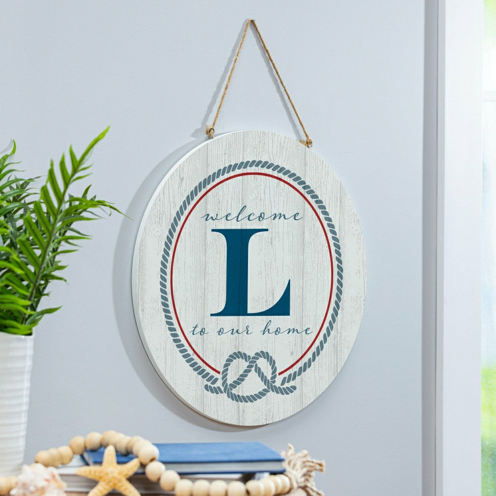 Plow & Hearth Coastal Door Décor Monogram White 18" L