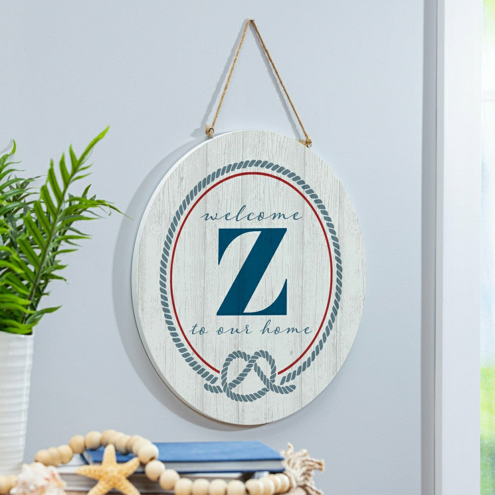 Plow & Hearth Coastal Door Décor Monogram White 18" Z
