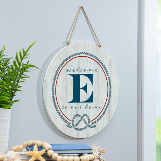 Plow & Hearth Coastal Door Décor Monogram White 18" E