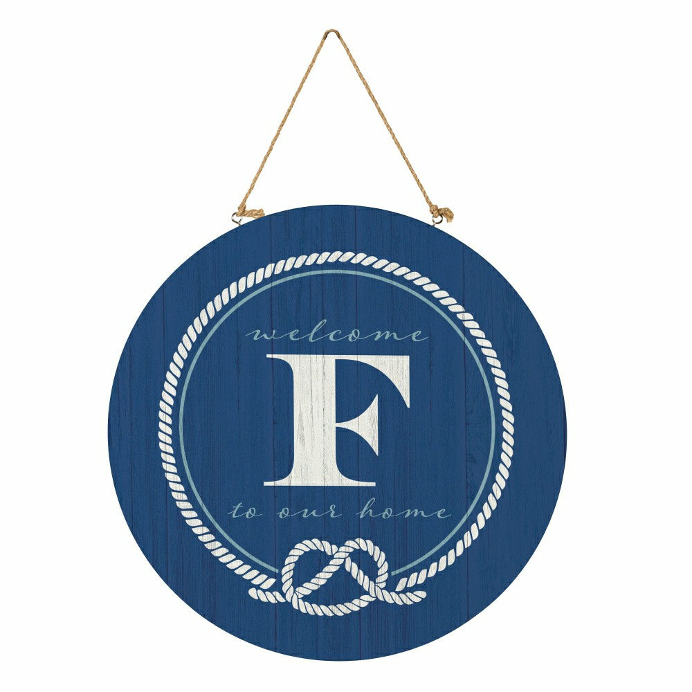 Plow & Hearth Coastal Door Décor Monogram Blue 18" F