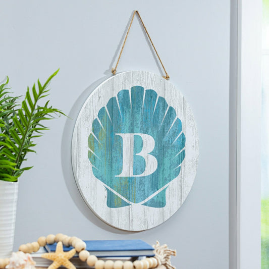 Plow & Hearth Coastal Door Décor Shell Monogram 18" B