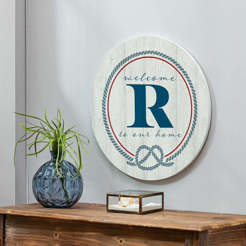 Plow & Hearth Coastal Door Décor Monogram White 18" R