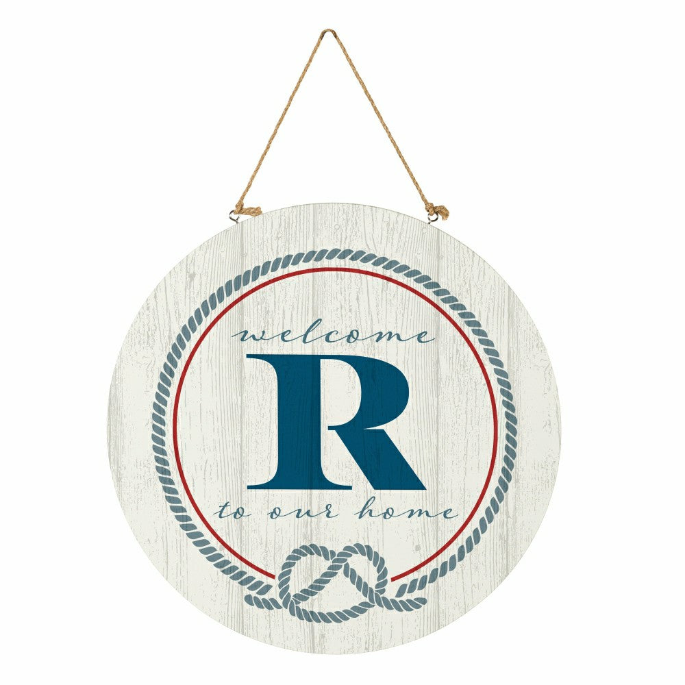 Plow & Hearth Coastal Door Décor Monogram White 18" R