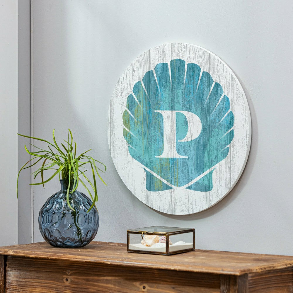 Plow & Hearth Coastal Door Décor Shell Monogram 18" P